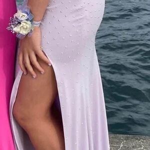 Elegant Lavender Gown with Beaded Details